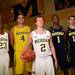 From left, Michigan freshman Caris LeVert, Mitch McGary, Spike Albrecht, Glenn Robinson III and Nik Stauskas pose for a photo during media day at the Player Development Center on Wednesday. Melanie Maxwell I AnnArbor.com